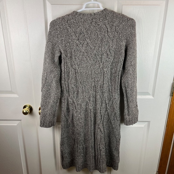 Far From Away Close Duster Cardigan Sweater Brown White Wool Blend - Picture 5 of 5